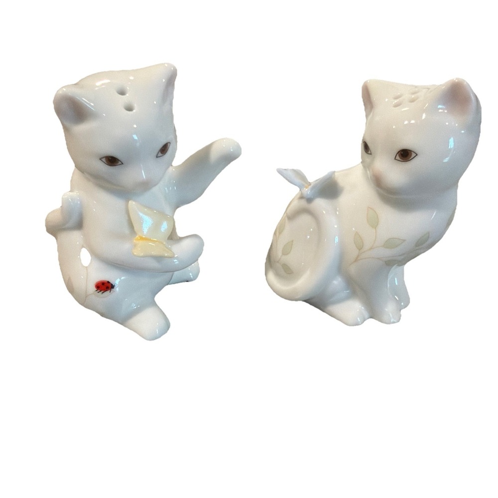 Lenox Butterfly Meadow Figural Kitten Salt and Pepper Set NWOB